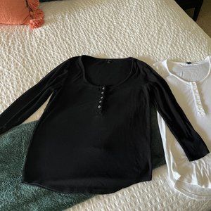 2 J Crew Ribbed Henley Long-Sleeved Tops - Size M